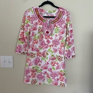 Barbara Gerwit Large Tunic Top with Beads and Shells